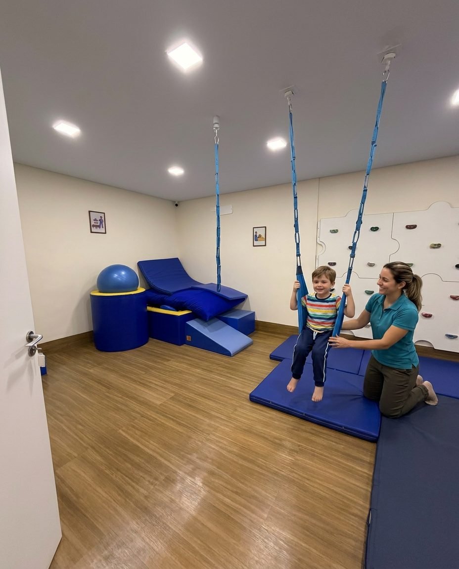 Sala de integração sensorial para crianças com TEA